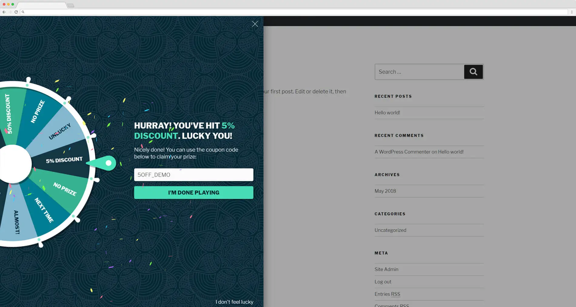 WP Optin Wheel với Hoạt ảnh và âm thanh