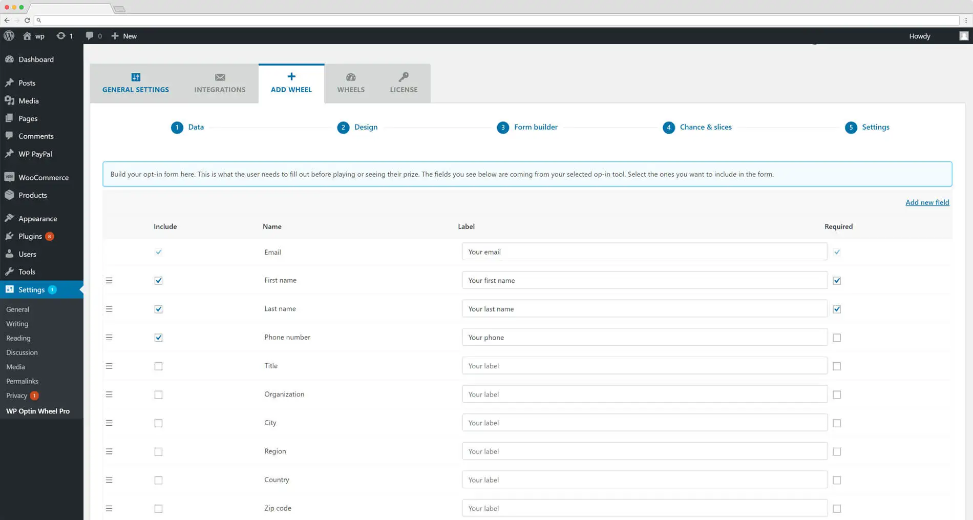 WP Optin Wheel - Trình tạo biểu mẫu mạnh mẽ