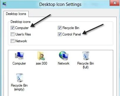 bảng điều khiển máy tính để bàn