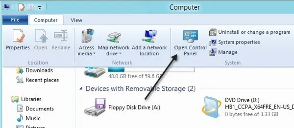 mở bảng điều khiển