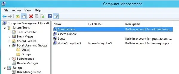 được xây dựng trong quản trị viên
