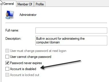 tài khoản bị vô hiệu hóa