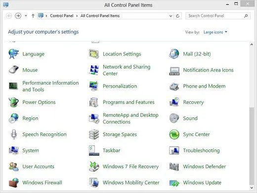 Làm mới, cài đặt lại hoặc khôi phục Windows 8 10 Khôi phục bảng điều khiển