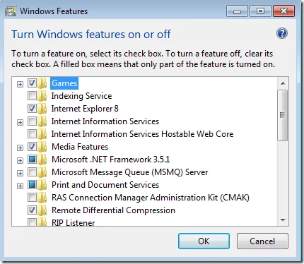 các tính năng cửa sổ bật hoặc tắt trống các tính năng cửa sổ bật hoặc tắt trống