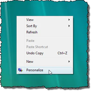 Chọn Cá nhân hóa trong Vista