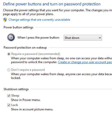 khởi động nhanh bị thiếu