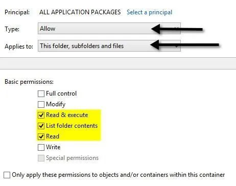 tất cả các quyền ứng dụng