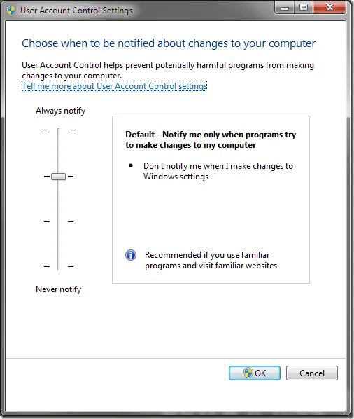 Kiểm soát quyền quản trị Windows 7 2 Cài đặt Kiểm soát Tài khoản Người dùng (UAC) Windows 7