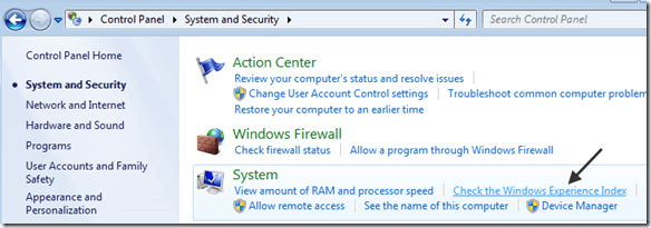 xếp hạng chỉ số trải nghiệm windows 7