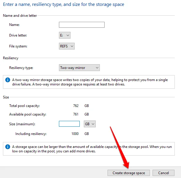 Cách sử dụng không gian lưu trữ trên Windows 10 để sao lưu dữ liệu 16 Cách sử dụng không gian lưu trữ trên Windows 10 để sao lưu dữ liệu