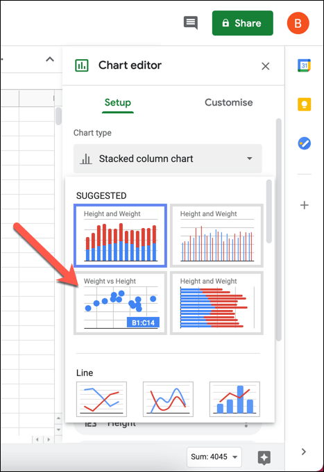 Cách tạo biểu đồ phân tán trong Google Trang tính 4 Cách tạo biểu đồ phân tán trong Google Trang tính