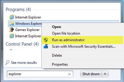 Máy tính Windows bị thiếu hoặc biến mất? 1 chạy với tư cách quản trị viên