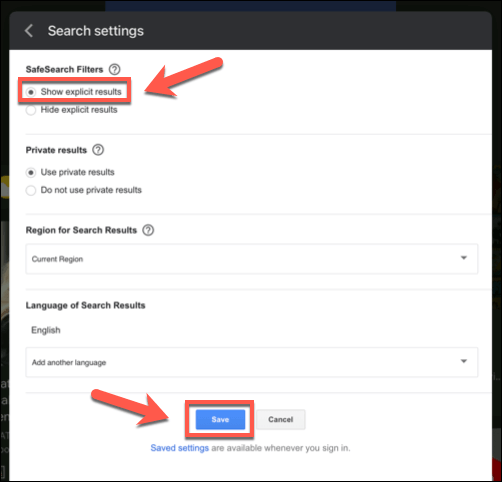 Cách bật Tìm kiếm an toàn của Google Off 36 Cách bật Tìm kiếm an toàn của Google Off
