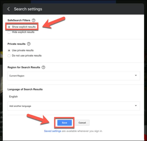 Cách bật Tìm kiếm an toàn của Google Off 36 Cách bật Tìm kiếm an toàn của Google Off