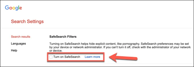 Cách bật Tìm kiếm an toàn của Google Off 6 Cách bật Tìm kiếm an toàn của Google Off