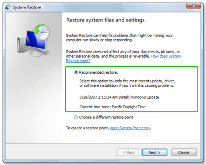 các tùy chọn khôi phục hệ thống