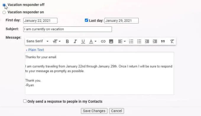 Cách thiết lập Không có mặt trong Gmail 39 Cách thiết lập Không có mặt trong Gmail