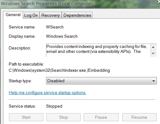dịch vụ tìm kiếm windows