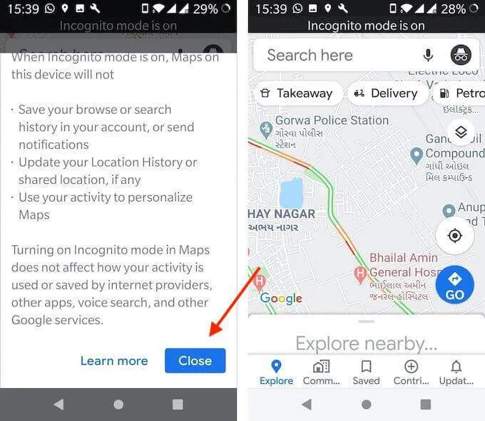 Cách sử dụng Chế độ ẩn danh của Google Maps trên thiết bị Android 6 Cách sử dụng Chế độ ẩn danh của Google Maps trên thiết bị Android