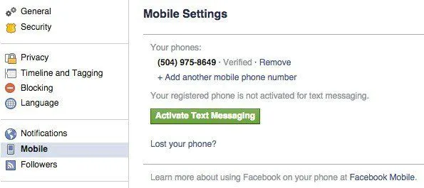 Cập nhật trạng thái Facebook từ điện thoại di động bằng tin nhắn Facebook 4 kích hoạt tin nhắn văn bản