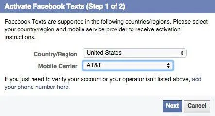 Cập nhật trạng thái Facebook từ điện thoại di động bằng tin nhắn Facebook 6 kích hoạt văn bản facebook