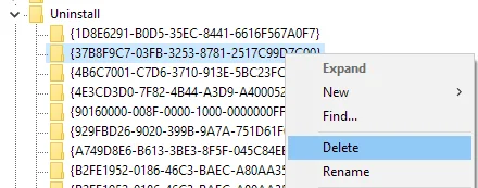 Xóa các mục nhập bị mắc kẹt khỏi các chương trình và tính năng 4 xóa mục đăng ký