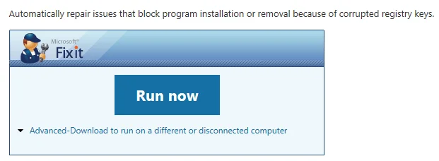 Xóa các mục nhập bị mắc kẹt khỏi các chương trình và tính năng 6 microsoft sửa nó