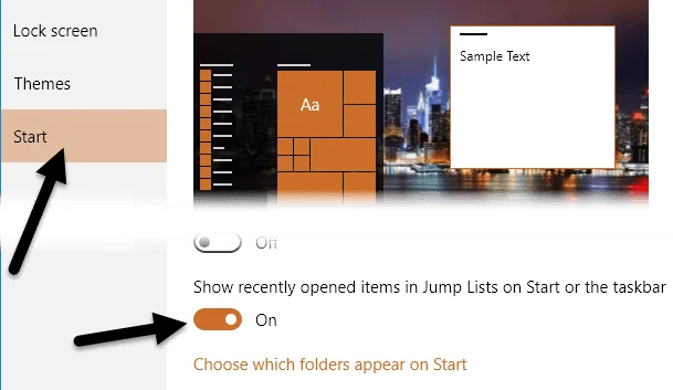 nhảy danh sách các cửa sổ 10
