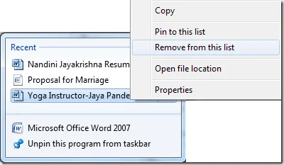 loại bỏ các mục trong danh sách nhảy