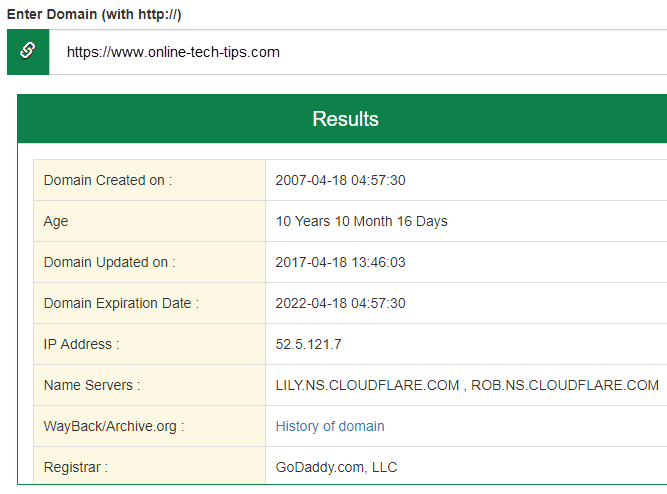 Kiểm tra độ tuổi của một trang web