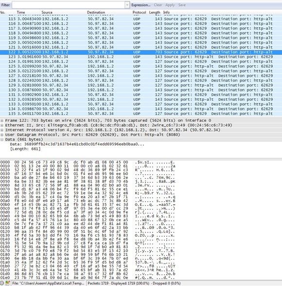 Cách kiểm tra xem kết nối VPN của bạn có được mã hóa thực sự hay không 18 Wirehark lưu lượng được mã hóa
