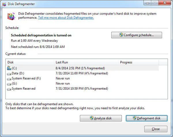 windows 7 bị phân mảnh