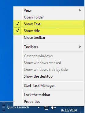 hiển thị thanh công cụ tiêu đề văn bản