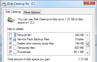 Dọn dẹp dung lượng đĩa trong Windows để tăng hiệu suất 16 sao lưu gói dịch vụ