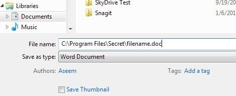 Ẩn tệp và thư mục trong Windows (Dễ bị tấn công) 12 lưu vào thư mục