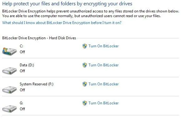 Bật bitlocker