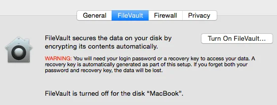 Cài đặt FileVault