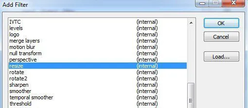 thay đổi kích thước bộ lọc