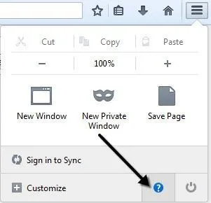 nút trợ giúp firefox