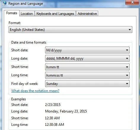 định dạng thời gian