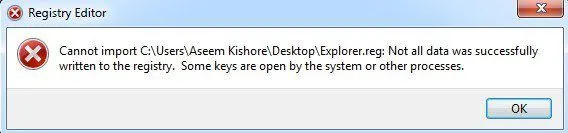 Hướng dẫn cơ bản để sao lưu và khôi phục Windows Registry 8 không thể nhập sổ đăng ký
