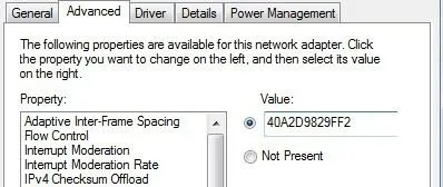 thay đổi địa chỉ mac