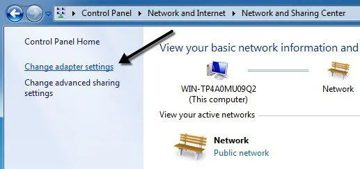 thay đổi cài đặt adpater