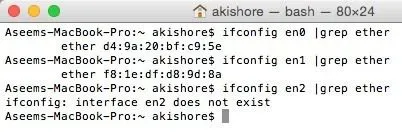 hệ điều hành đầu cuối x ifconfig
