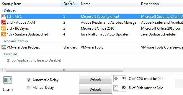 các mục khởi động bị trì hoãn