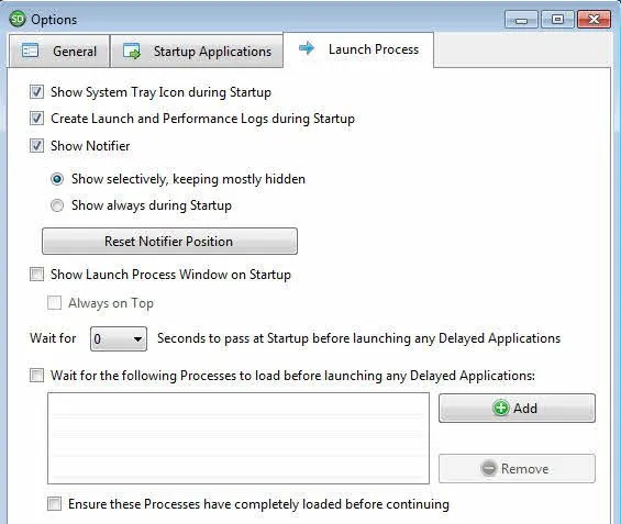 khởi chạy các tùy chọn