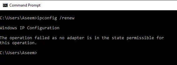Cách khắc phục xung đột địa chỉ IP 5 không thể gia hạn địa chỉ ip