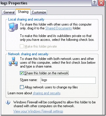 chia sẻ thư mục này trên mạng