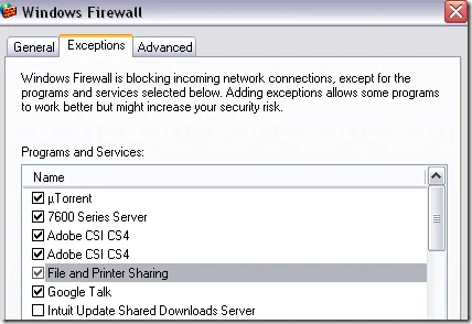 Chia sẻ tập tin và máy in