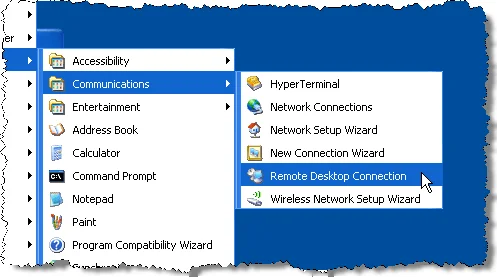 Truy cập từ xa máy tính Windows XP hoặc Windows Server 2003 10 Chọn Kết nối Máy tính Từ xa